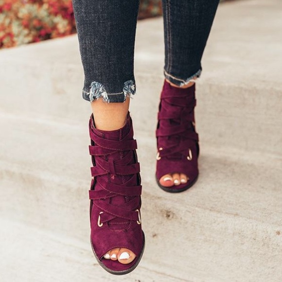 🆕Celine | Peep Toe Bootie | Wine - Picture 2 of 3